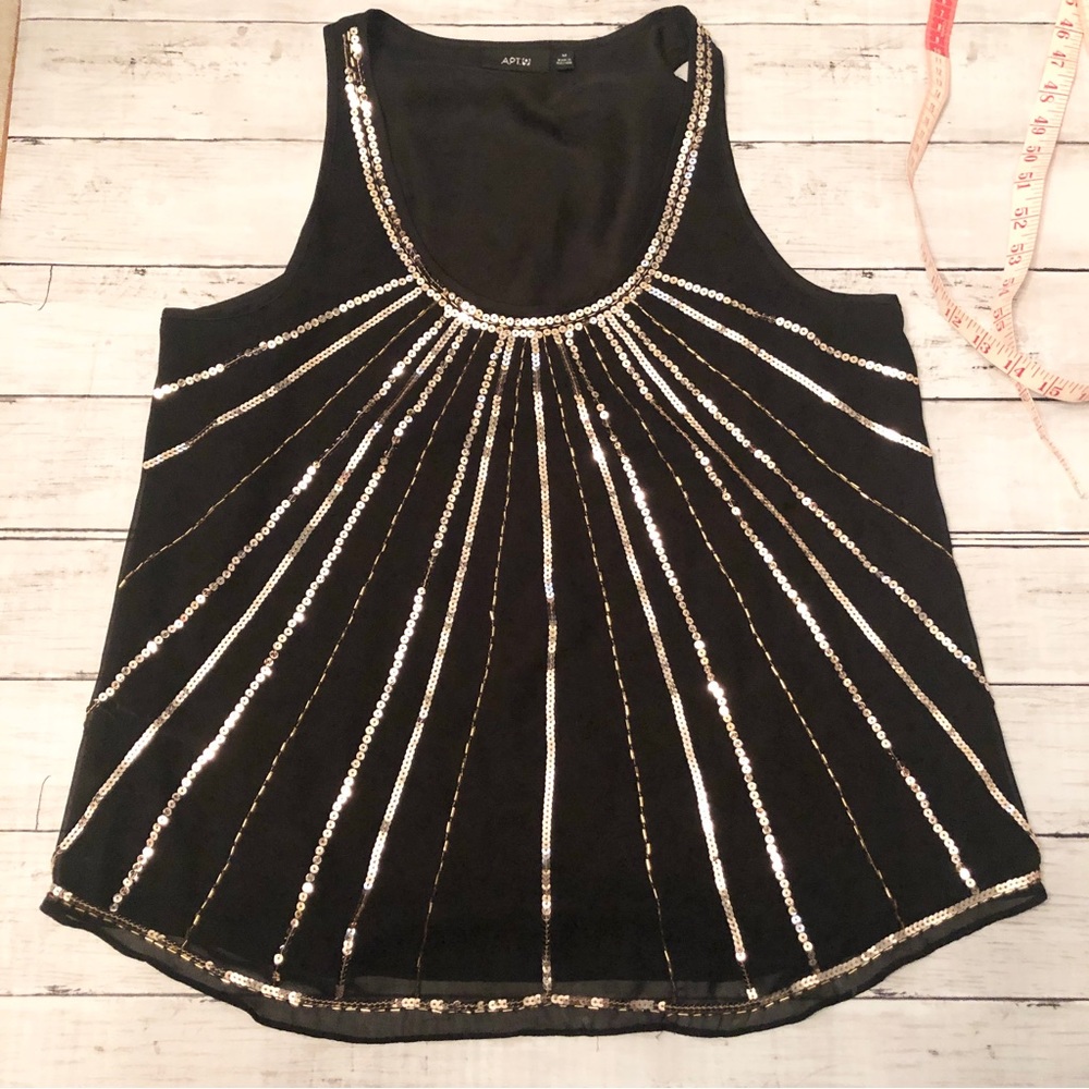 FINAL PRICE - APT. 9 Black & Gold Sequin Camisole Top -  See Video! 🌻
